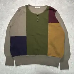 vintage パッチワーク ウール混 ニット セーター マルチカラー