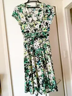 EGERIE フラワープリント ノースリーブ ワンピース　フランス製　T1