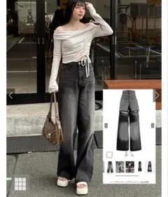 バックカッティングデニムパンツ[cu459]のサムネイル