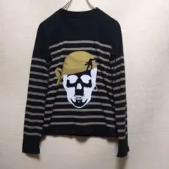 MARK&LONA スカル刺繍 Vネックニットセーター BLACK Mサイズ - メルカリ