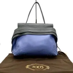 【TOD'S】トートバッグ　ウェーブバッグ　ネイビー　ブラック　レザー　自立のサムネイル