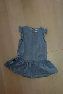 PETIT BATEAU デニム調ノースリーブワンピース 24m
