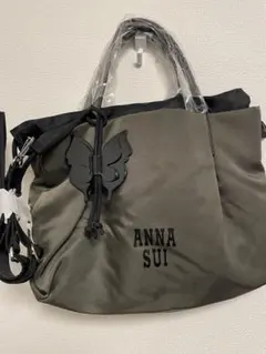 ANNA SUI アナスイ トートバッグ　ショルダーバッグ　巾着　カーキ