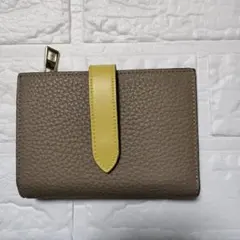 LASIEM 二つ折り財布 グレージュ×クリームイエロー