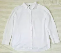 ユニクロ　レーヨンブラウス　ホワイト　白　襟付き　XL　シャツ