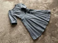 《S〜Mサイズ》アシンメトリーレースアップチェック柄ワンピース｜グレー