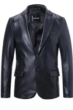 FLAVOR 黒 レザー テーラードジャケット