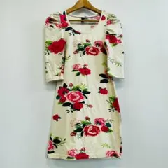 【H&M】DIVIDED　花柄七分袖ワンピース　34サイズ