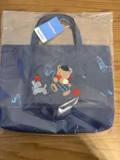 ファミリア　ブック入れ　トートバッグ　ネイビー