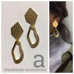 1189☺︎ゴールドと変形フープゴールドのアンティークピアス☺︎