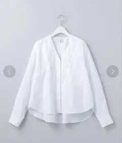 6 roku(ロク) Vネックタックシャツ　ブラウス　ホワイト