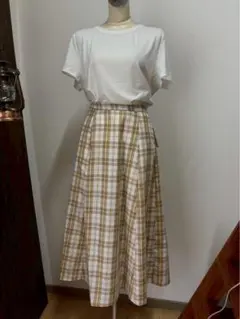 美品✨earth music&ecology チェック柄フレアスカート