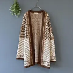 スタジオクリップ［F］大人ナチュラル◎ウール混◎ノルディック柄ニットカーディガン