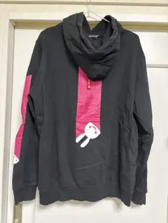 CUNE ウサギイラスト パーカー XL ブラック/ピンク
