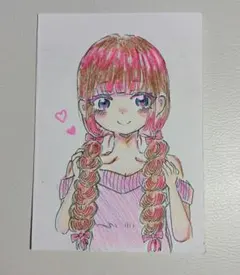 手書きイラスト　手描き　オリジナル　女の子　色鉛筆