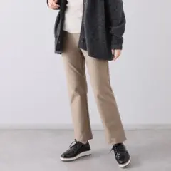 ダイア アロー 蓄熱保温 裏フリース ゆったりストレートパンツ モカ Lサイズ