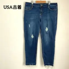 BUFFALO ダメージ加工 ストレッチジーンズ 14/34 濃紺 切りっぱなし