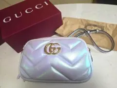 未使用♫GUCCI GGマーモント チェーンショルダーバッグ オーロラレザー