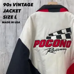 90sビンテージUSA製 SWIGSTER 切替カラー刺繍レーシングジャケットLのサムネイル