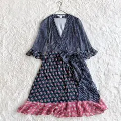 ダイアンフォンファステンバーグ シルク シフォンフリル ラップワンピース 花柄