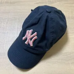 【※使用感あり】47ブランド ヤンキース キャップ 帽子 紺 ピンク