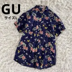 ジーユー　GU 柄シャツ　アロハシャツ ハワイアンシャツ　半袖シャツ　L