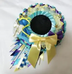 痛ロゼット デコ 缶バッジ グリッター缶バッジ 水色 黄色 紫B