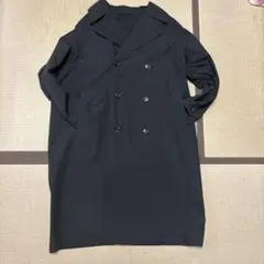 ブラック ダブルブレスト トレンチコート メンズ