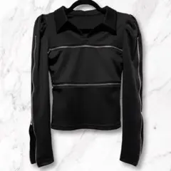 meltthelady front zip shirt black ブラックのサムネイル