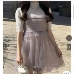 グレイルニット×チュールミニワンピースセットアップ[tw1143] チュールのみ