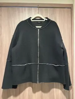 ノーカラージャケット 黒 厚手