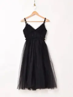 ブラックチュールキャミワンピース 結婚式等のパーティでも