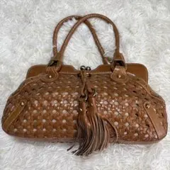 rafe NEWYORK レザー編み込みがま口ハンドバック