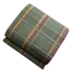 ユ198未着用名古屋帯 紬　縞 正絹 着物帯　仕立て上り美品