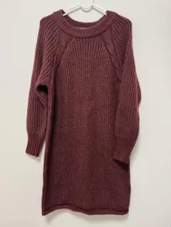 バーガンディ ニットワンピース イーハイフン