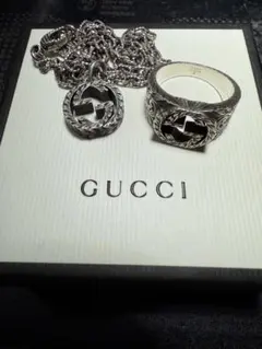 GUCCI インターロッキングG シルバーリング&ネックレスセット