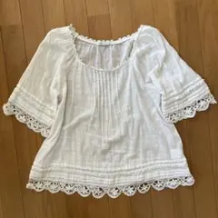 earth music&ecology ホワイト五分袖トップス