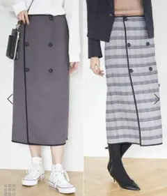 ロペピクニック　チェック＆無地リバーシブルスカート