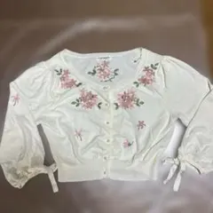 ロイスクレヨン　ジャスミン刺繍　カーディガン　ボレロ　ホワイトのサムネイル