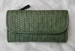 新品 ズッケロ 本革 革編み込み 長財布 グリーンのサムネイル