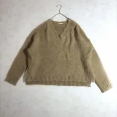 CROLLA クローラ モヘヤ Vネックニット ふわふわ モコモコ　キャメル