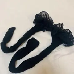 ニーハイ網タイツ　レース大きめ　ブラック　黒