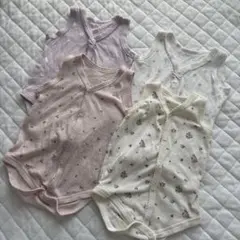 前開き袖無しロンパース肌着 メッシュ 女の子 60 ( ¨̮ )4枚
