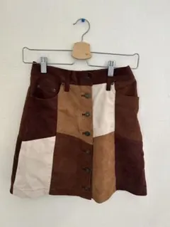 ブラウンパッチワークミニスカート