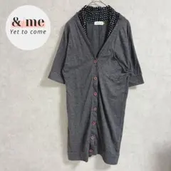 レプシィム　ドット柄シャツレイヤード風半袖カーディガン　ロング　おしゃれ