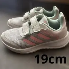 adidas ベルクロスニーカー ホワイト ピンク 19cm