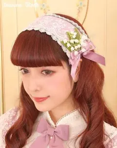 イノセントワールド　すずらんレースヘッドドレス　ピンクラベンダー×生成のサムネイル
