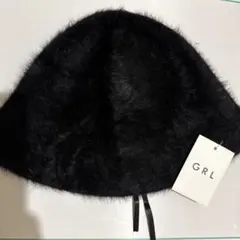 GRL ブラック ファーバケットハット [dd322a]