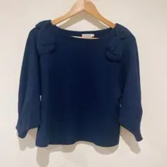 Anatelier ネイビー五分袖ニット 38