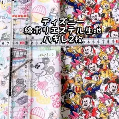 ディズニー綿ポリエステル生地ハギレ2枚NO.13-3